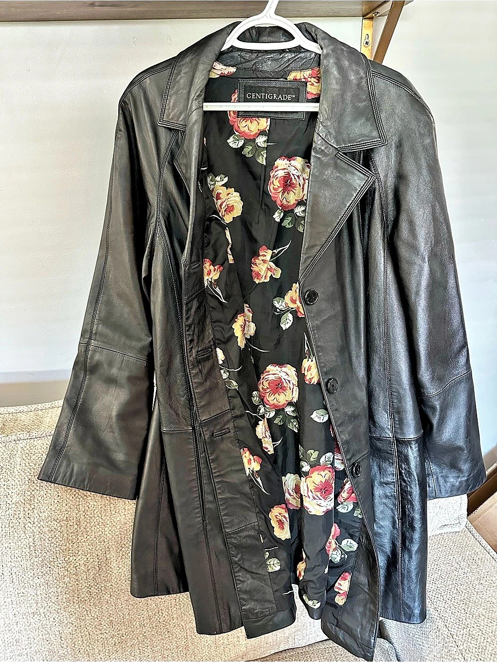 Centigrade Leather Floral Lined Jacket Size 1X Like New